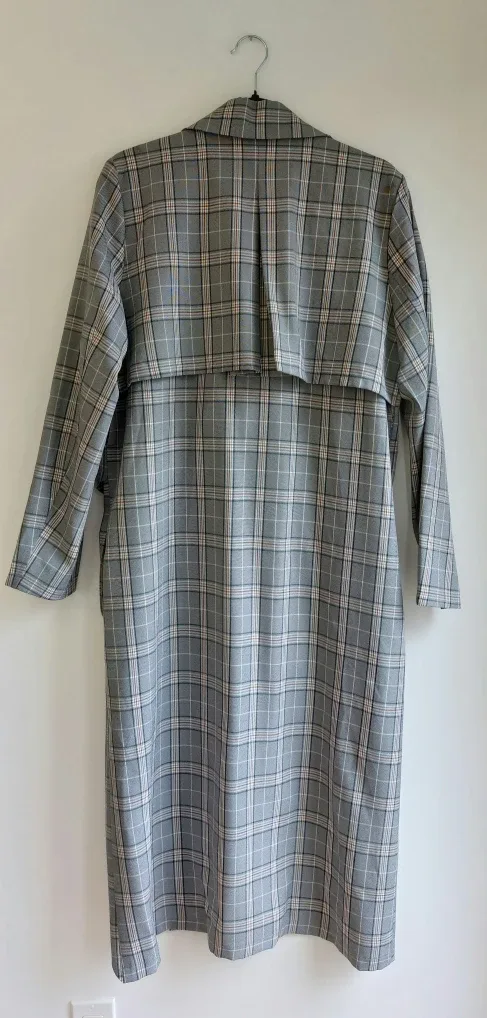 Plaid Trench Coat - Size Large