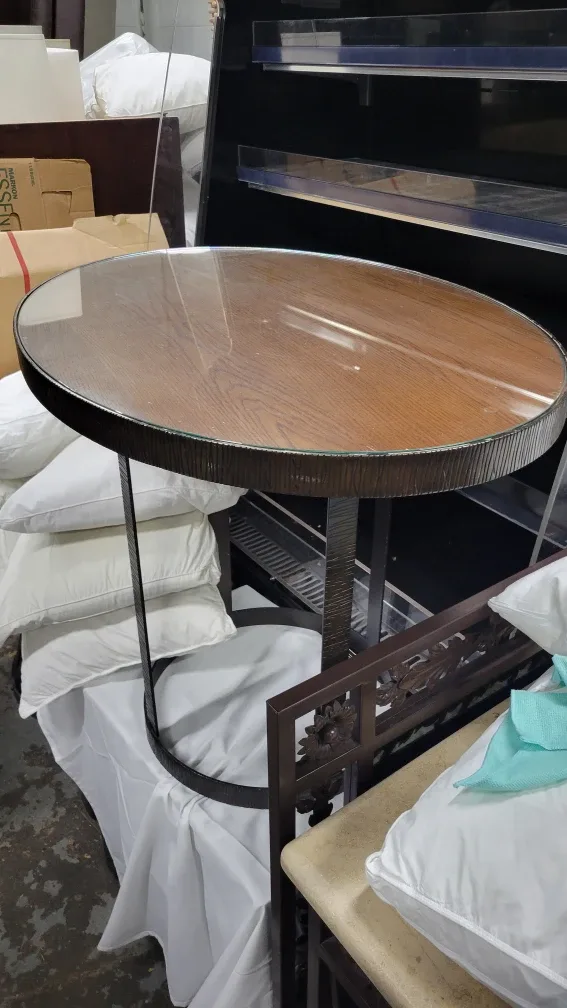 Round Accent Table - Glass & Metal