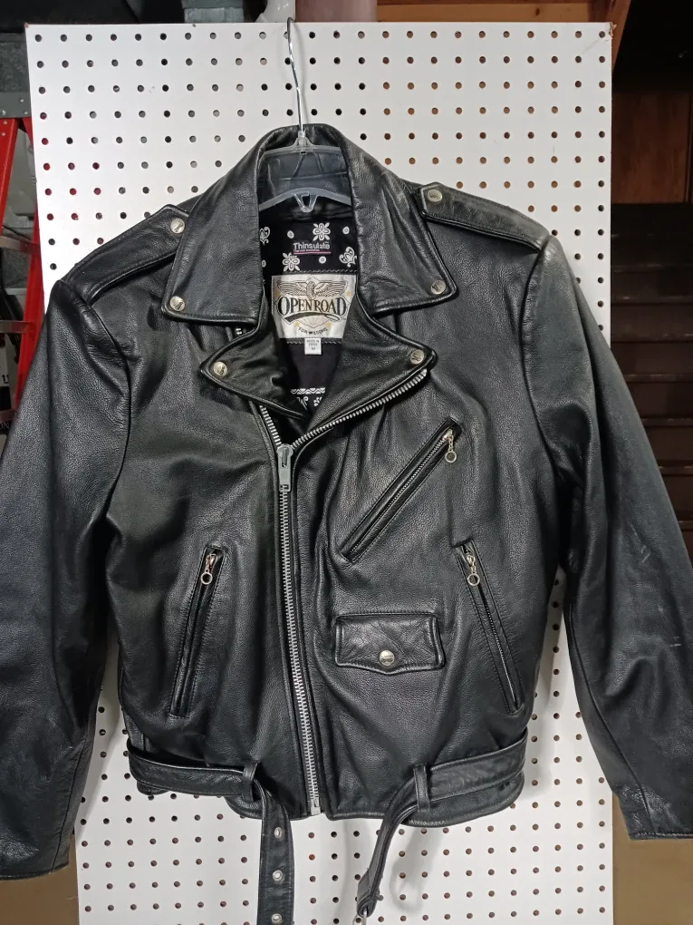 Open Road Black Leather Motorcycle Jacket