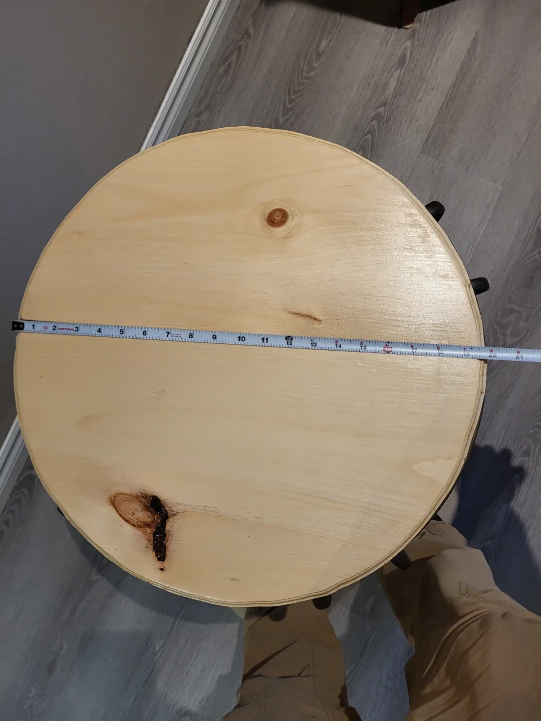 Small Round Wooden Side Table with Metal Base image indicator(4)