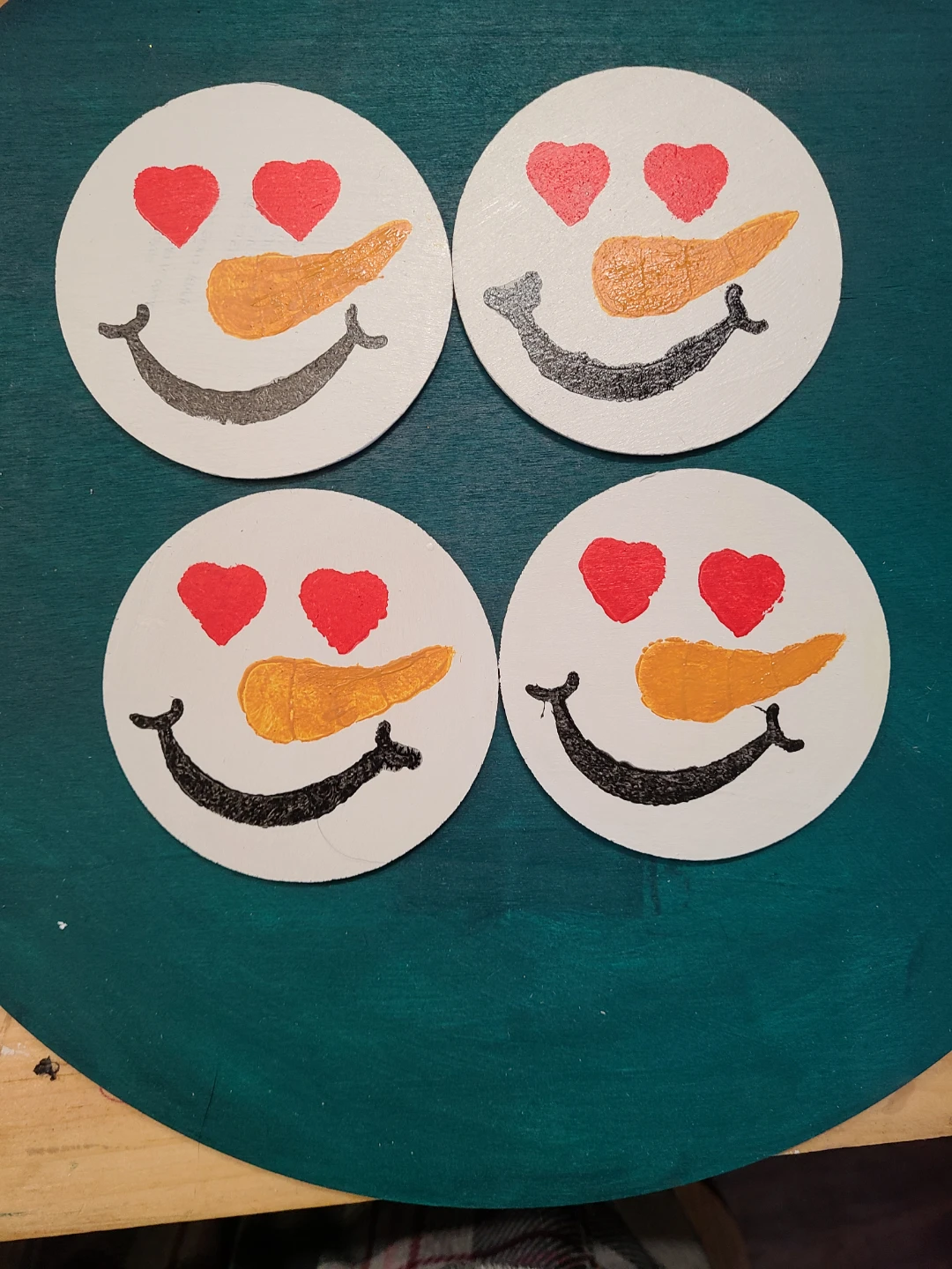 Handmade Snowman Coasters (Set of 4)