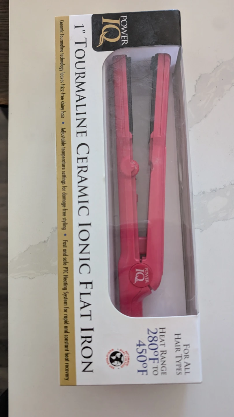 Power IQ 1" Tourmaline Ceramic Ionic Flat Iron - New