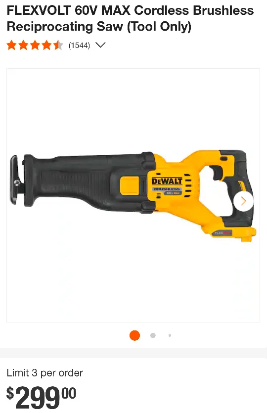 60V Max DeWalt FLEXVOLT / HEAVY -DUTY Reciprocating Saw image indicator(2)