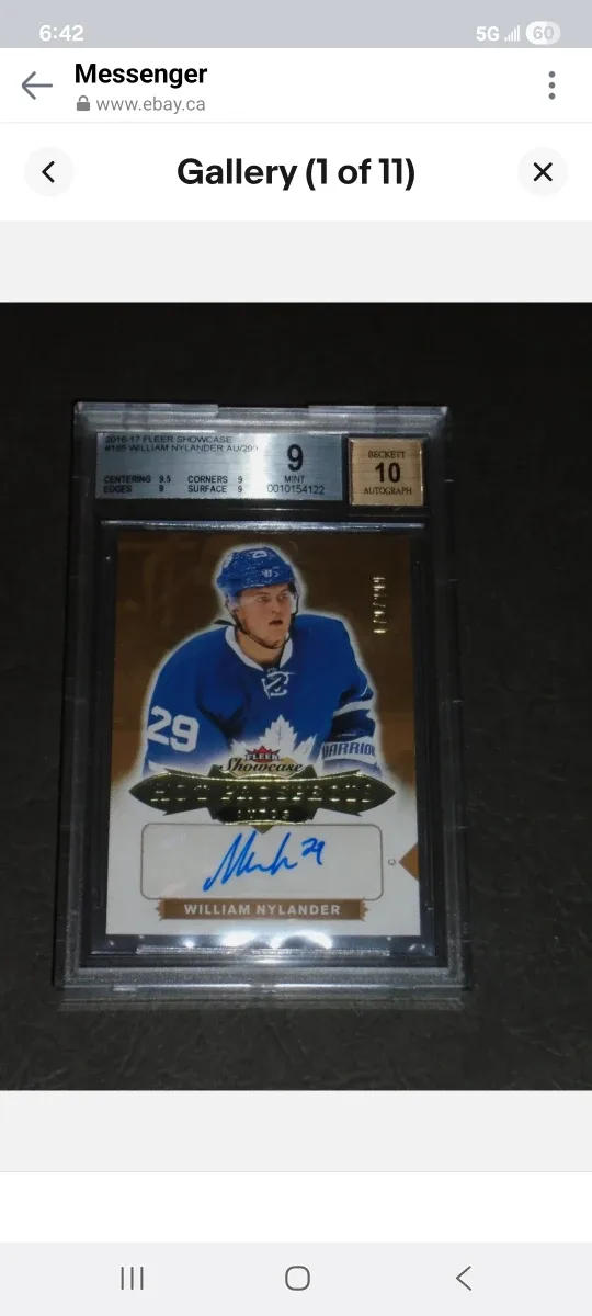 16/17 Fleer Showcase, William Nylander. Rookie/autograph