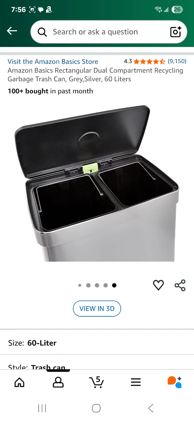 Amazon Basics 60-Liter Dual Compartment Trash Can - photo 2
