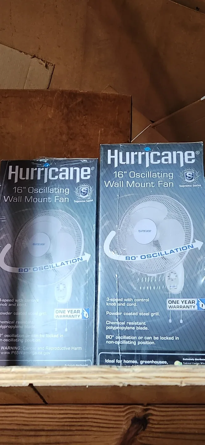 New Hurricane 16" Oscillating Wall Mount Fan