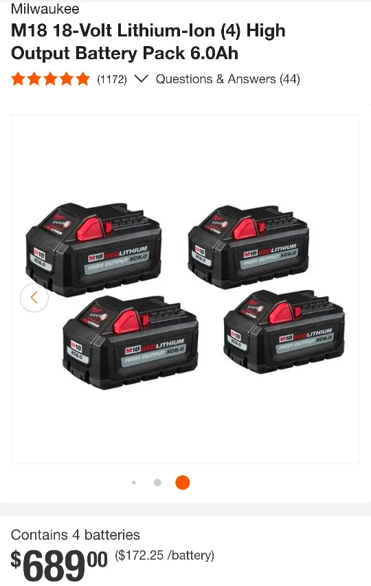 M18 Milwaukee XC 6.0 HIGH OUTPUT Battery 4 -PACK image indicator(2)