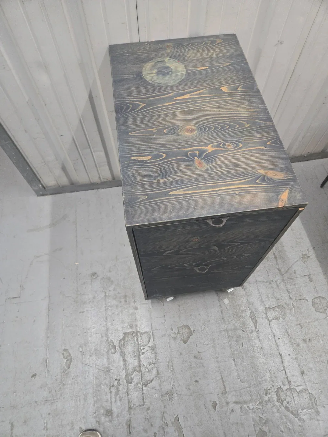 Wooden 2 draw file cabinet on wheeld image indicator(2)