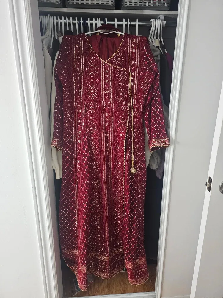 Desi Burgundy Sequined Dress
