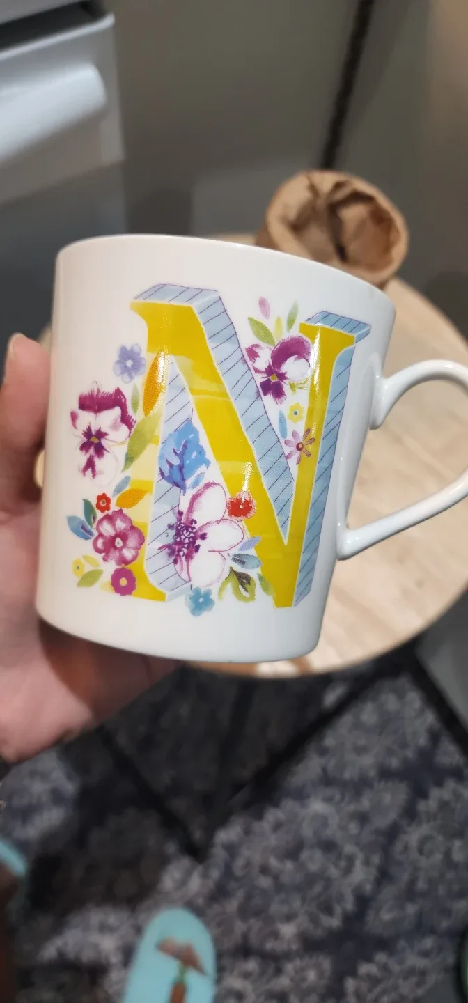 Floral Initial N Mug