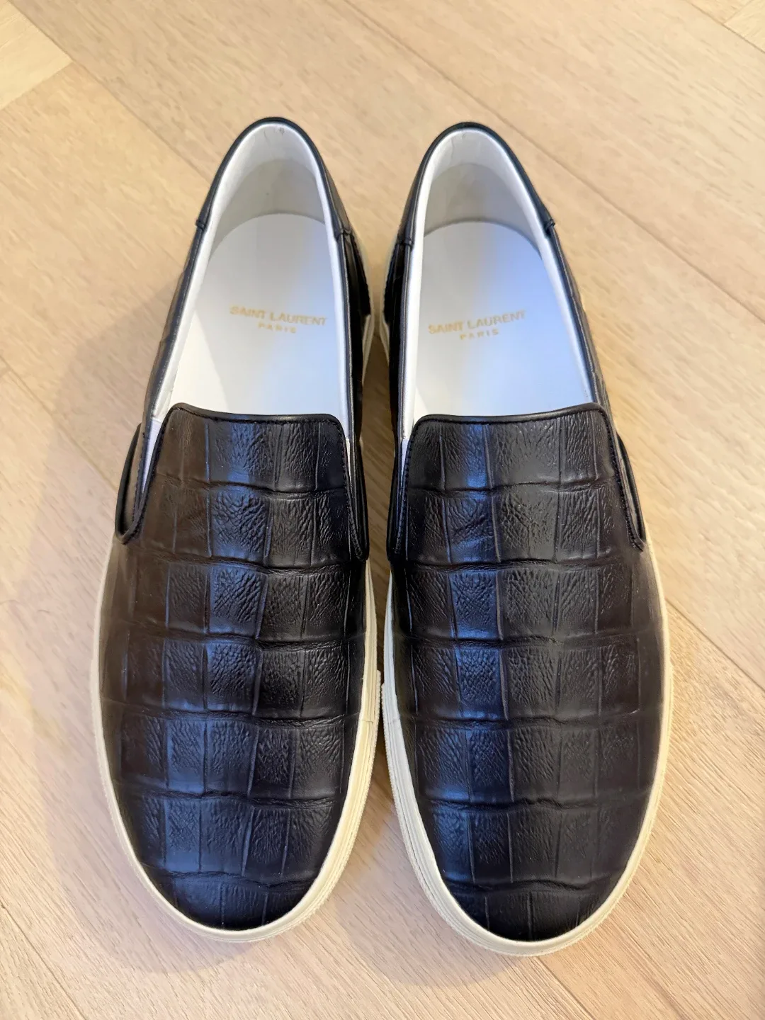 Saint Laurent Black Leather Slip-On Sneakers
