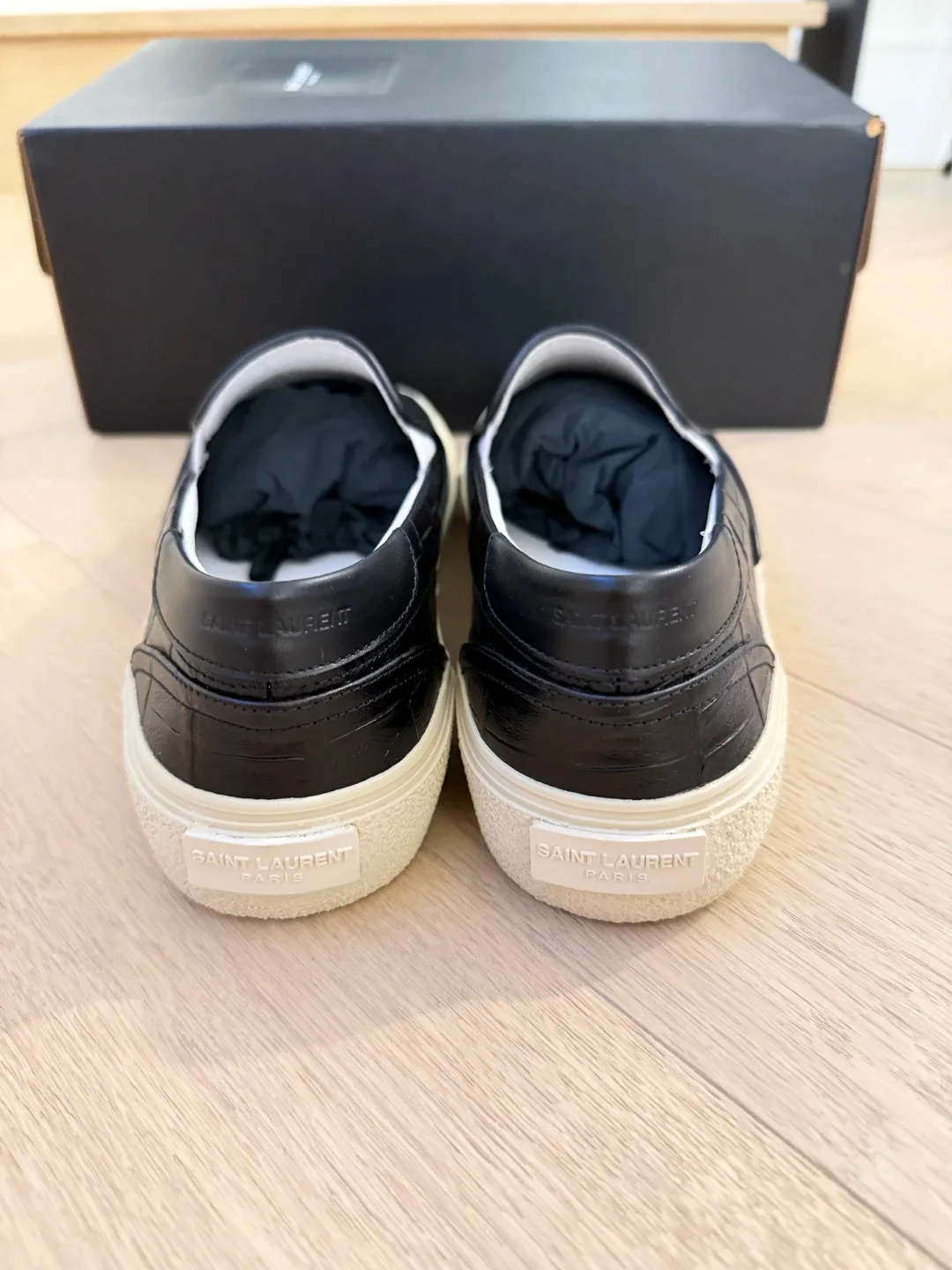 Saint Laurent Black Leather Slip-On Sneakers image indicator(6)