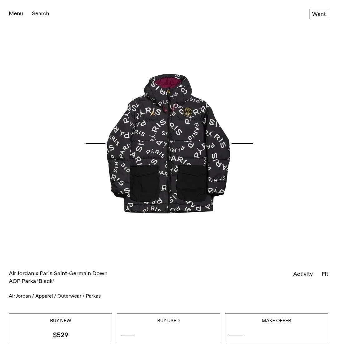 Nike Jordan x PSG Puffer Jacket Black image indicator(8)