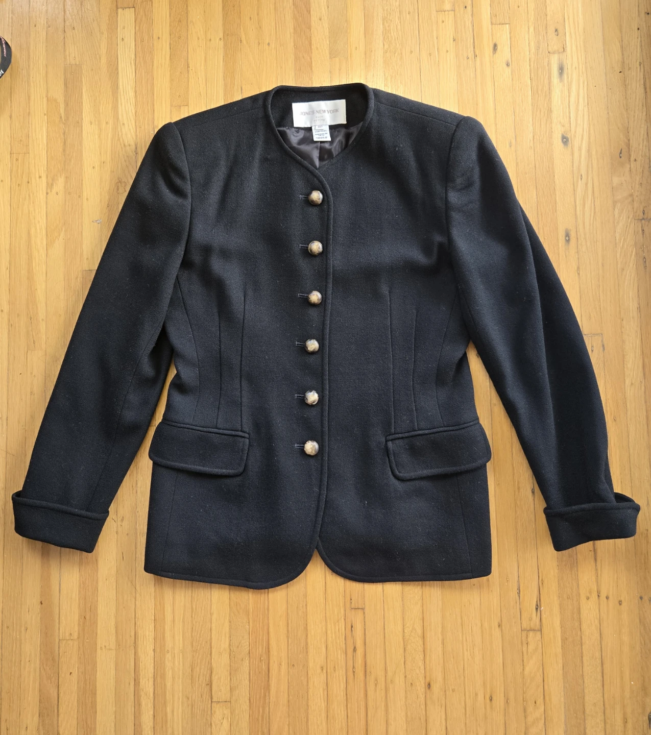 Vintage Wool Jones New York Black Blazer - Size 8P