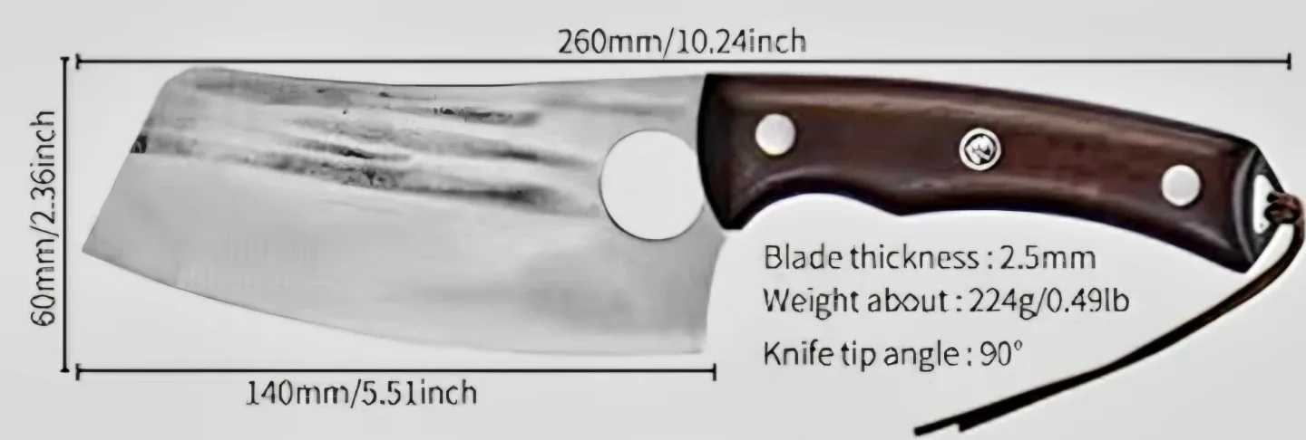 FULLHI Full Tang Butcher Chef Cleaver with Sheath New image indicator(2)