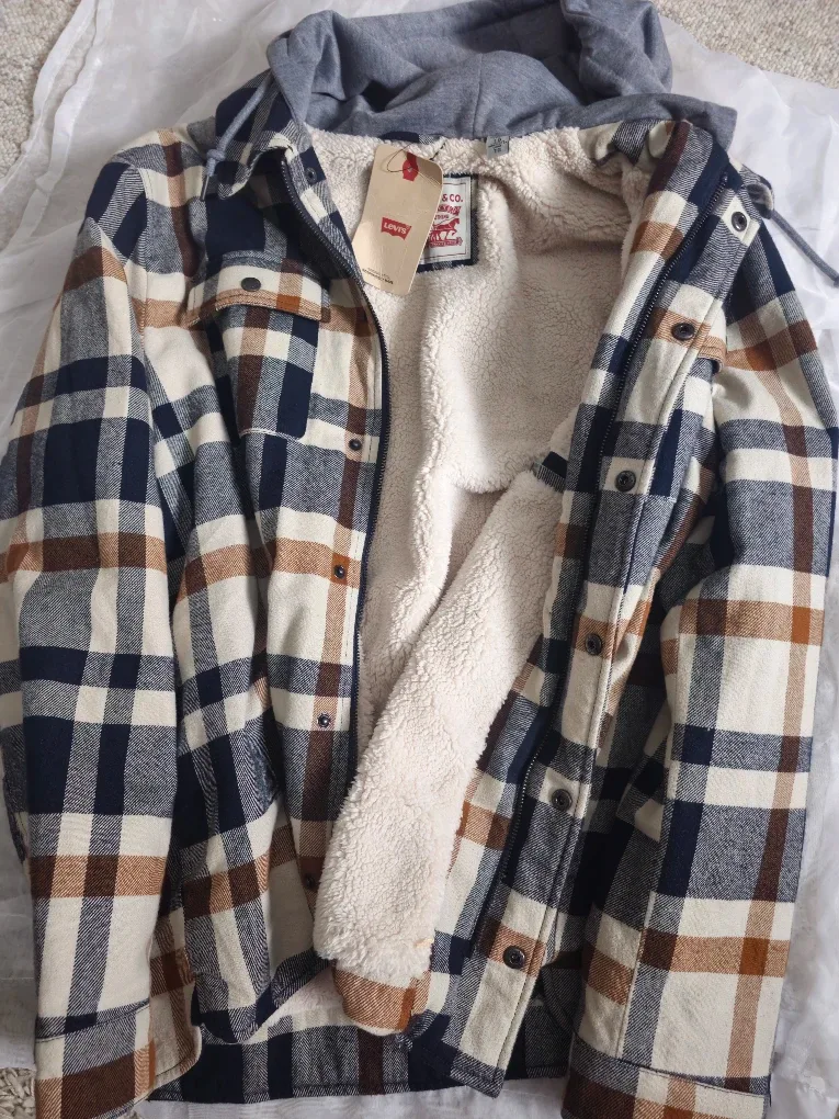 Levi's Flannel Sherpa-Lined Hooded Shirt Jacket - TG