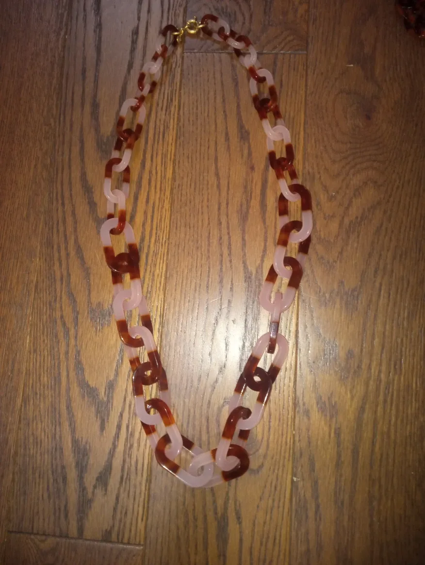 Brown & Pink Chain Necklace