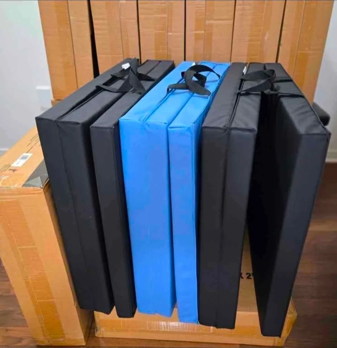 Folding Exercise Mats - Blue & Black