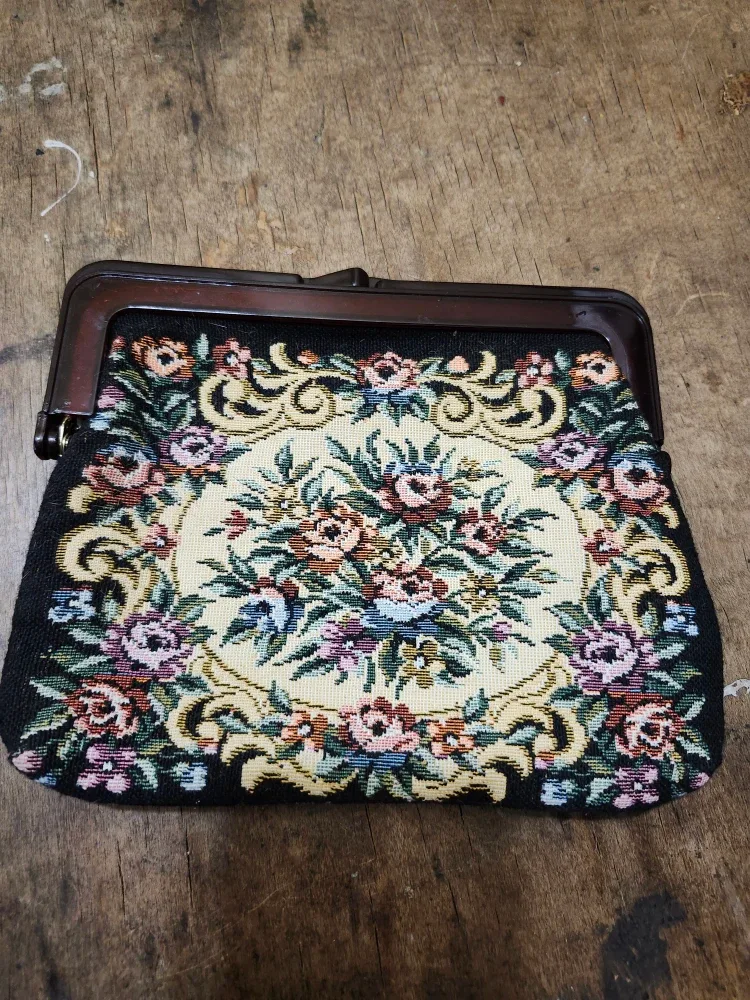 Floral Tapestry Kiss Lock Clutch Purse thumbnail