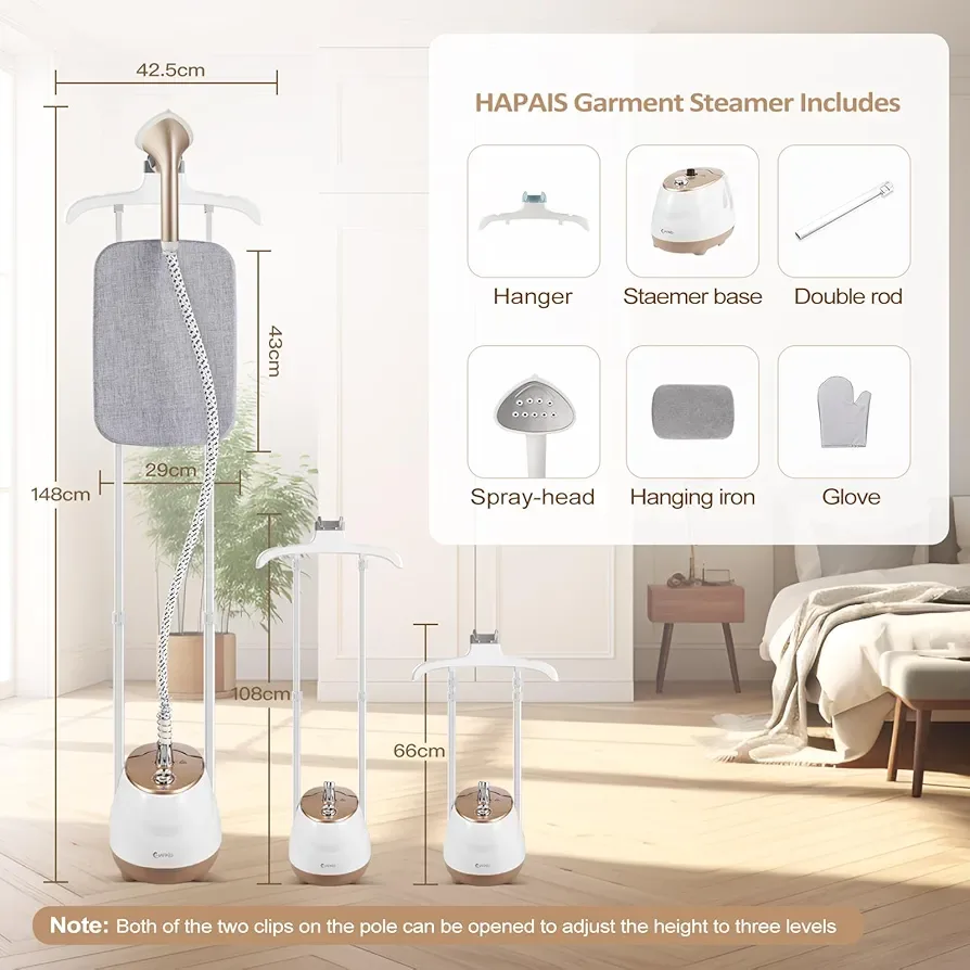 HAPAIS Garment Steamer for Clothes image indicator(3)