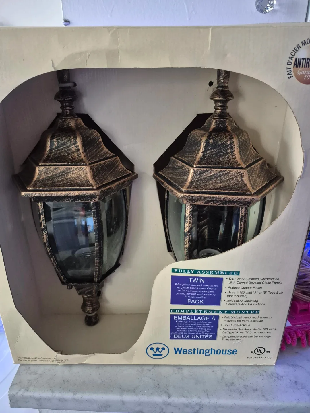 Westinghouse Twin Pack Antique Copper Outdoor Wall Lanterns image indicator(2)