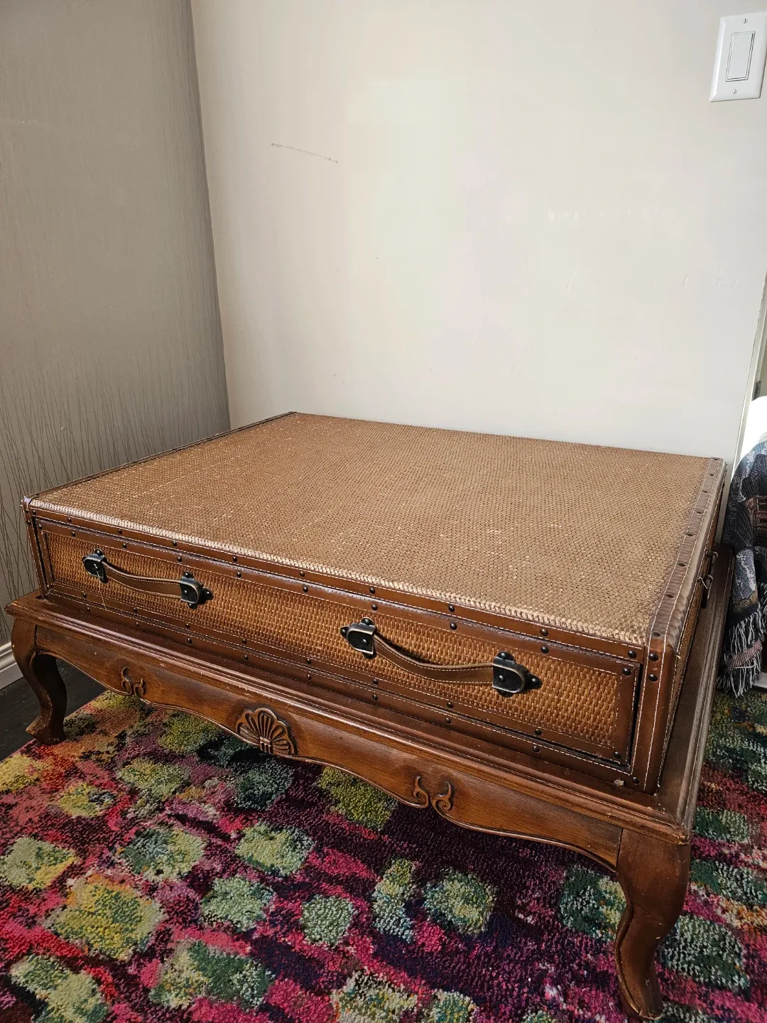 Wicker Coffee Table with Drawer