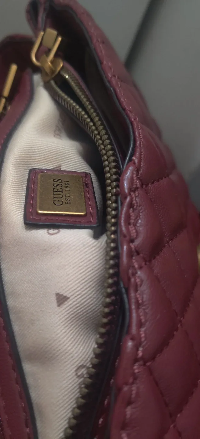 Guess Quilted Burgundy Shoulder/Cross Shoulder Bag image indicator(5)