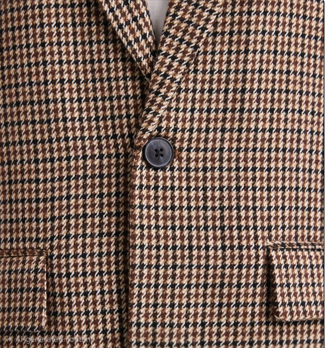 Jack n Jones wool look overcoat in brown plaid - photo 2