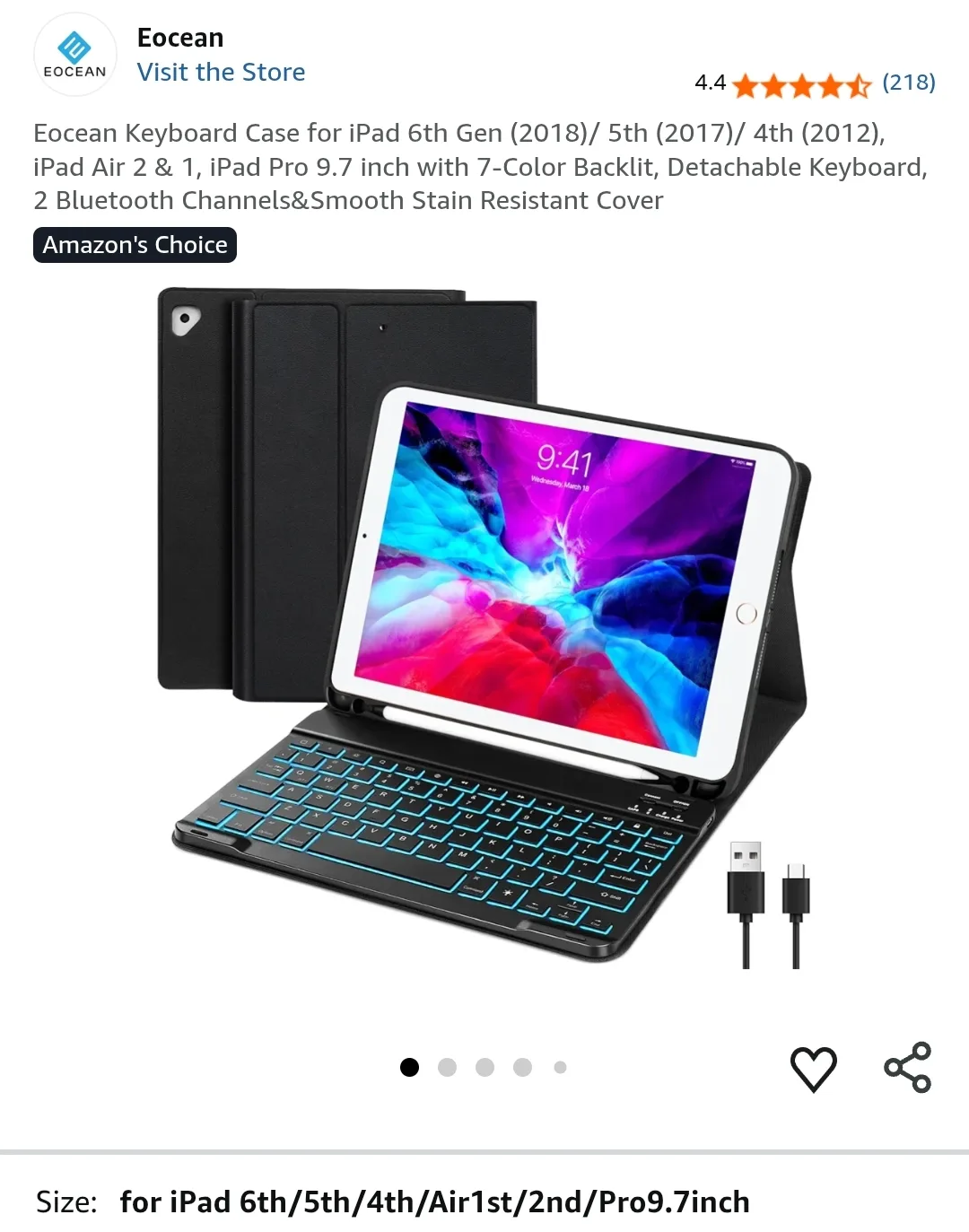 Eocean iPad 9.7" Keyboard Case - Black