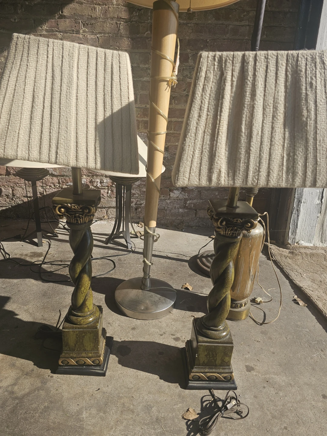 Pair of Vintage Twisted Column Lamps