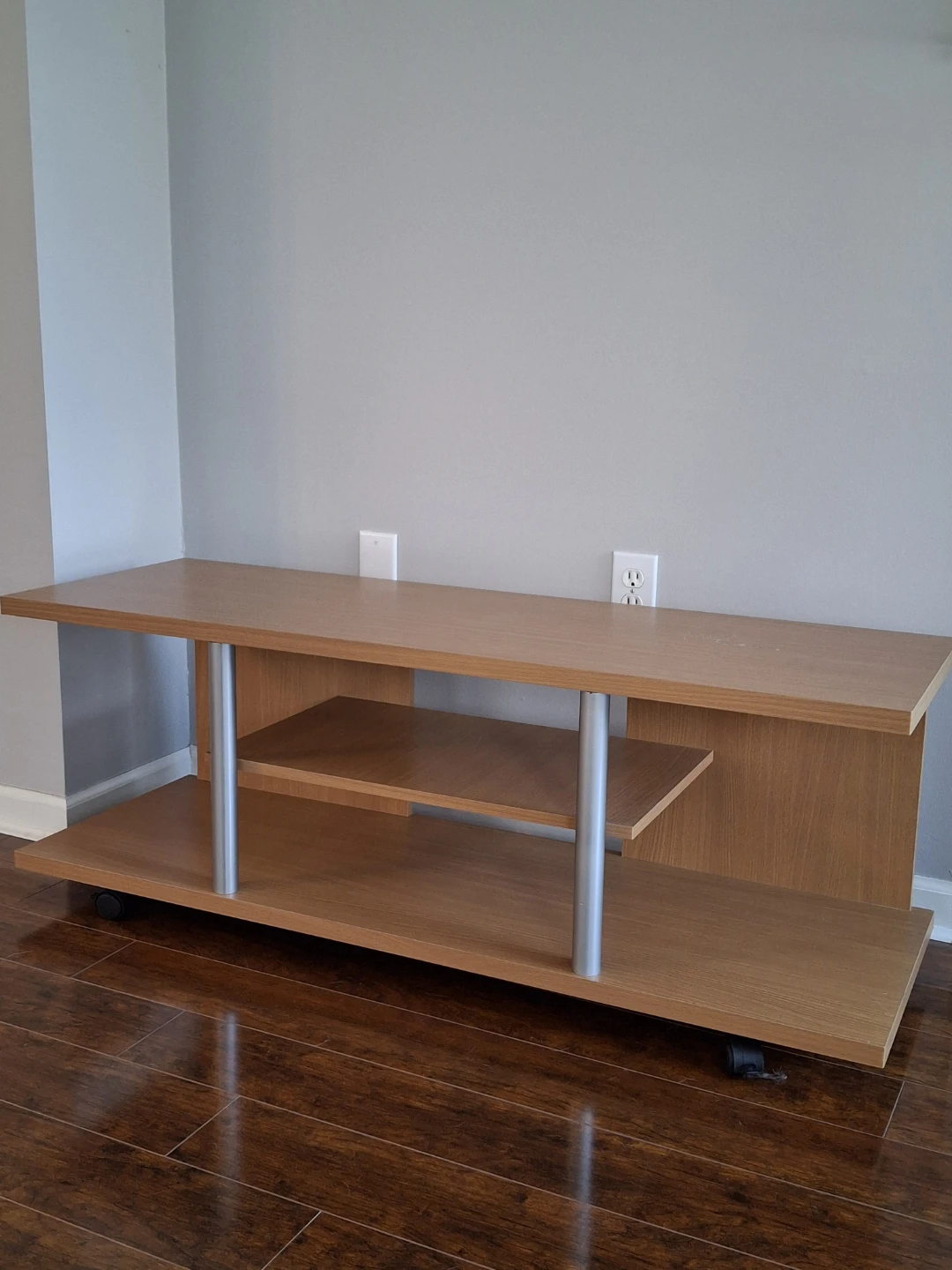 Wooden TV Stand with Wheels
