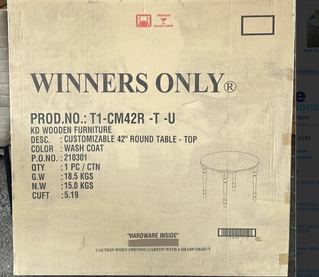 New in box 42" Round Table - - photo 2