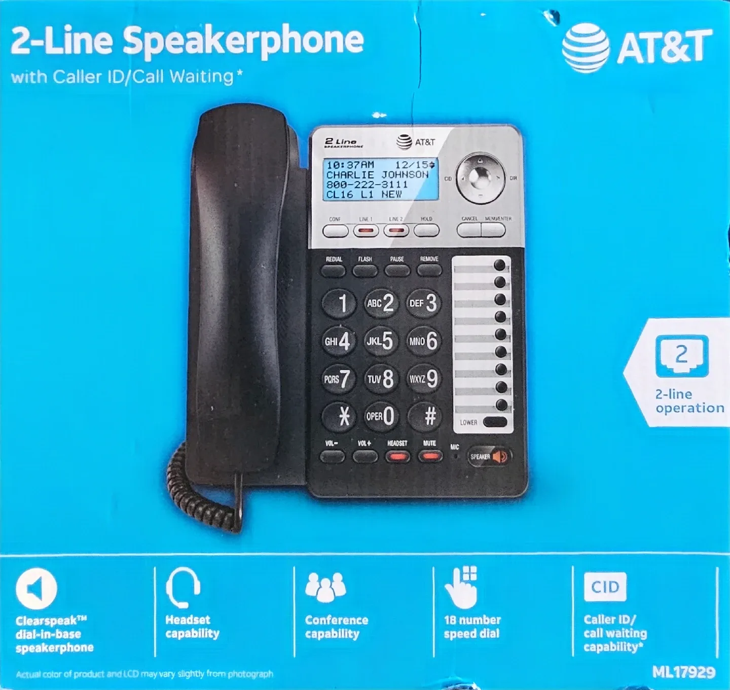 AT&T ML17929 2-Line Corded Telephone - Black image indicator(3)