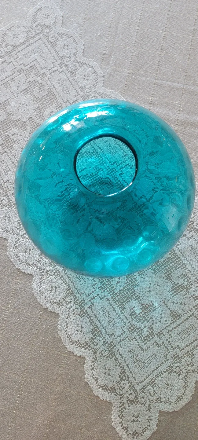 Teal Blue Glass Bubble Vase image indicator(3)