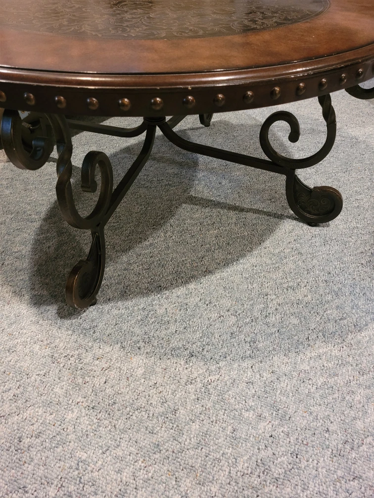 Round Coffee Table - Brown & Black and end table - photo 2