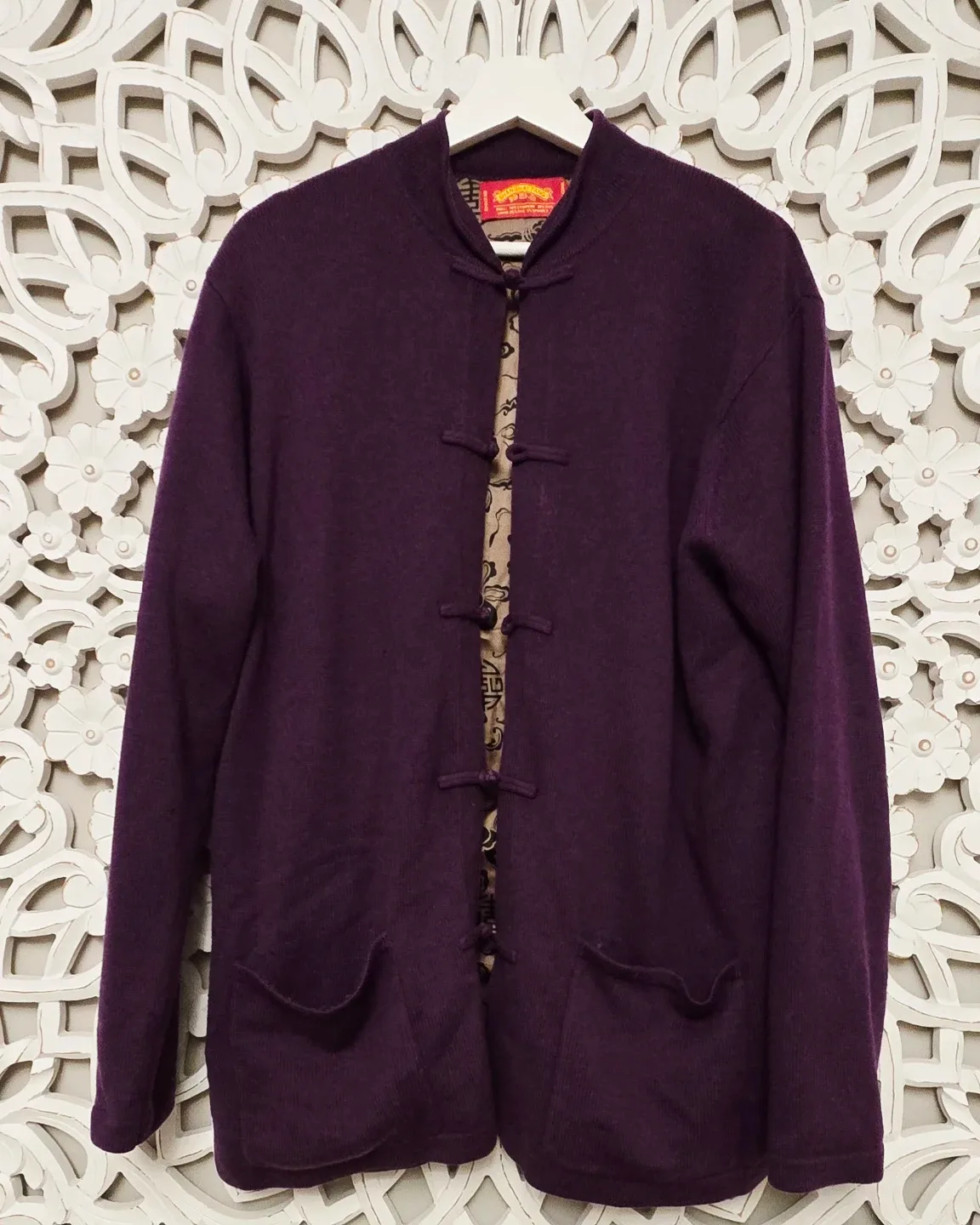 Shanghai Tang Purple Cashmere Cardigan - Size M