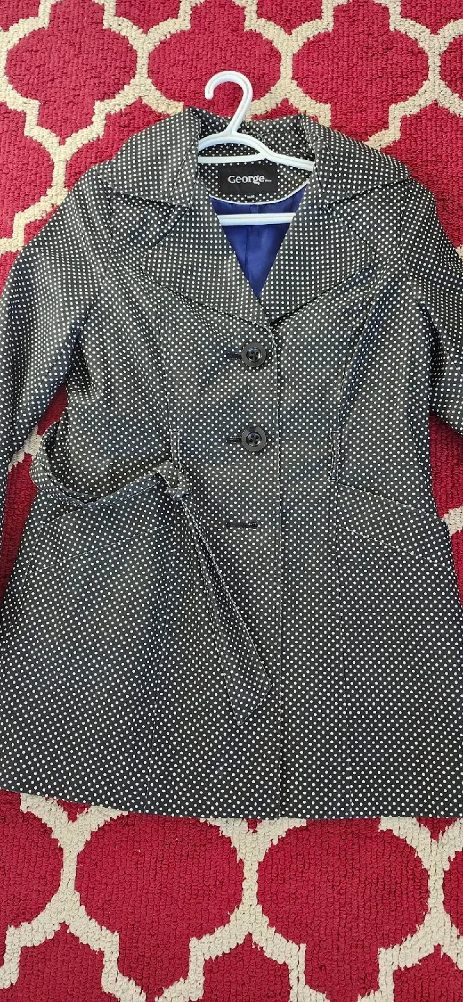 George Black & White Polka Dot Coat(Medium)