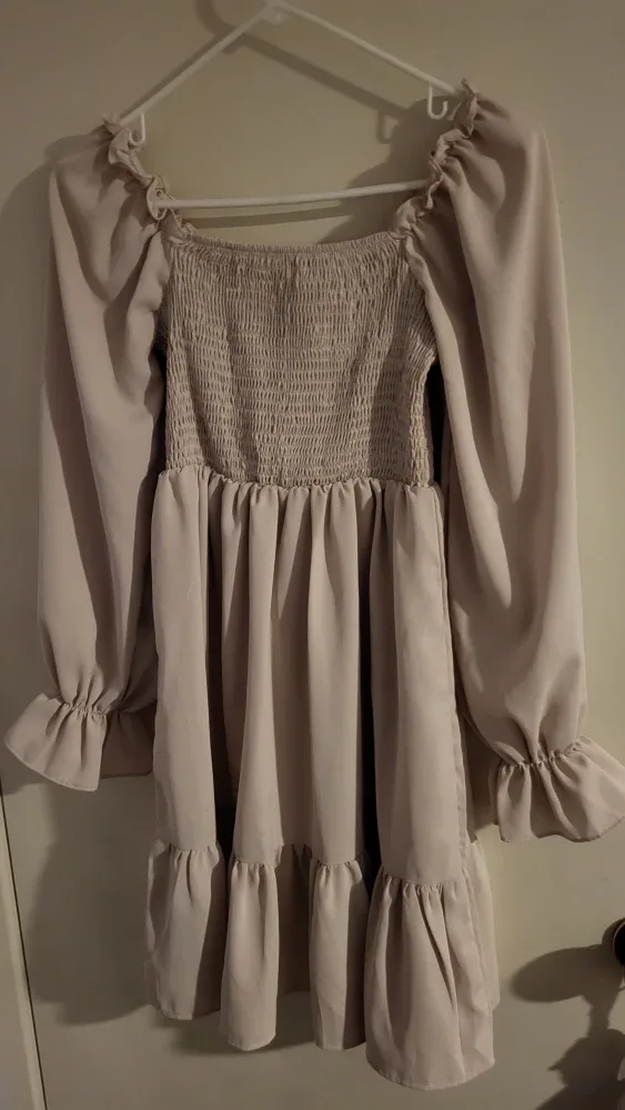 Shein Beige Long Sleeve Mini Dress image indicator(2)