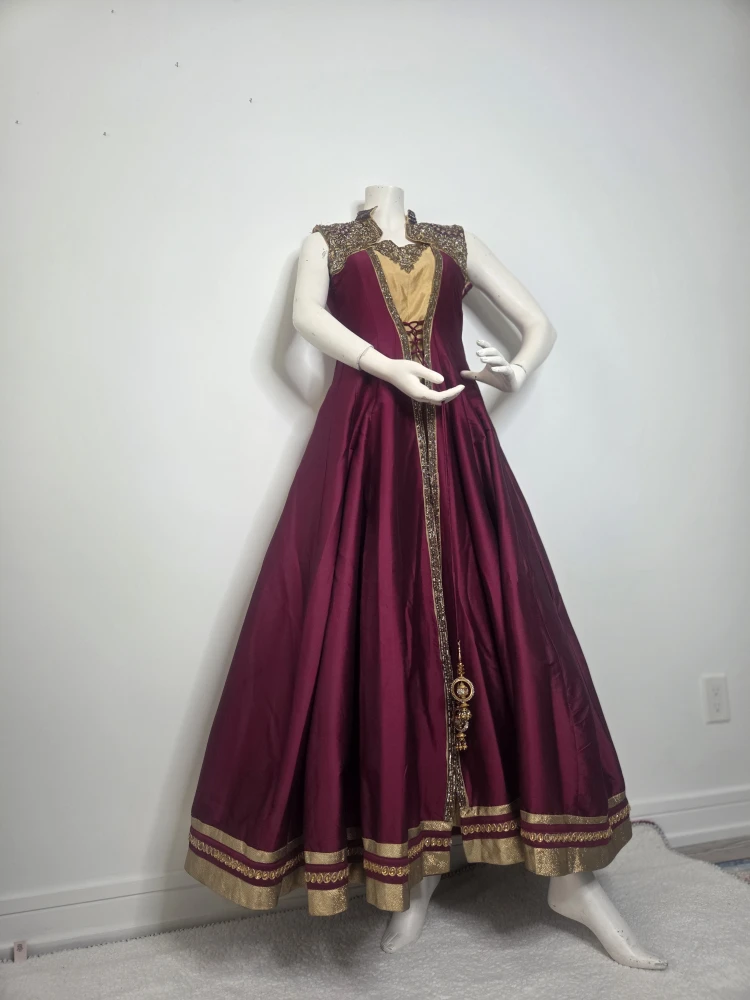 Burgundy & Gold Dress