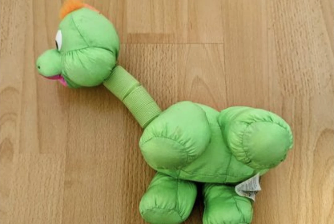 Green Dinosaur Plush Toy with Extendable Neck