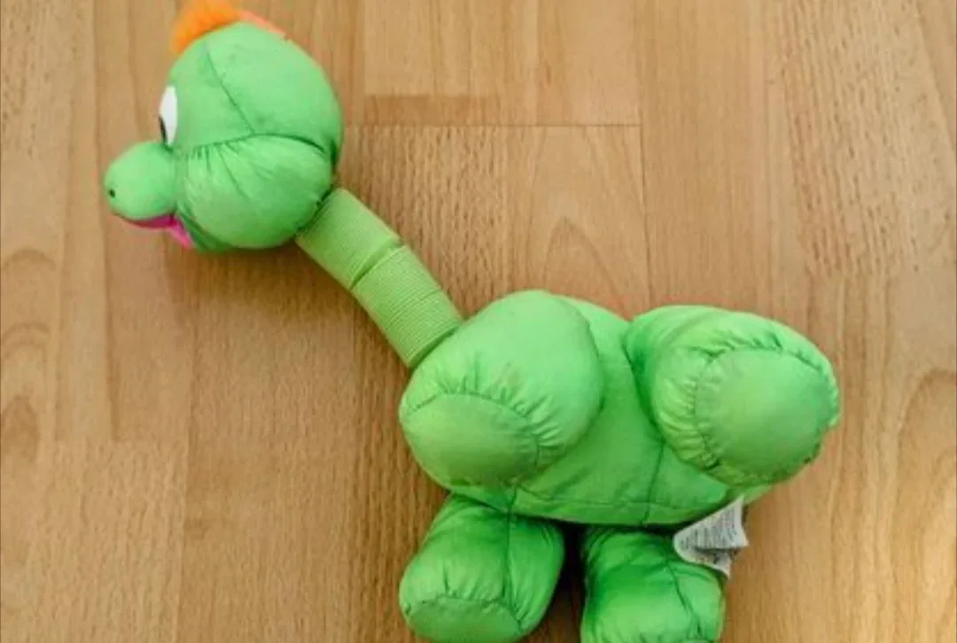 Green Dinosaur Plush Toy with Extendable Neck