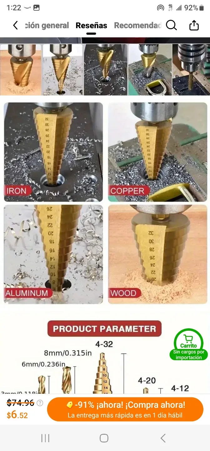 6 piezas de juego de brocas de paso, corte de hierro fundido image indicator(6)