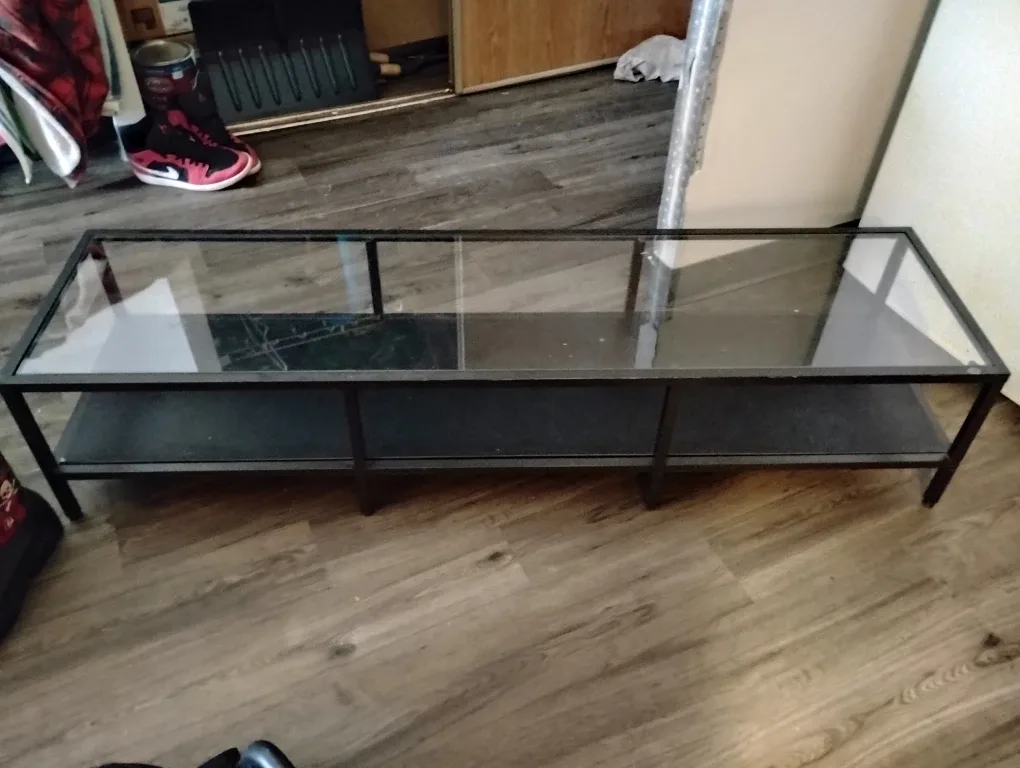 Black Metal & Glass Coffee Table