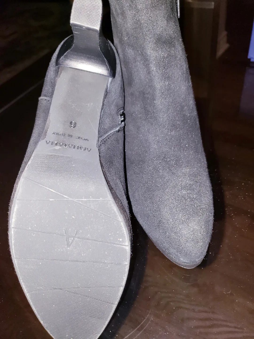 New Aquatalia Black Suede Ankle Boots, Size 6 image indicator(3)