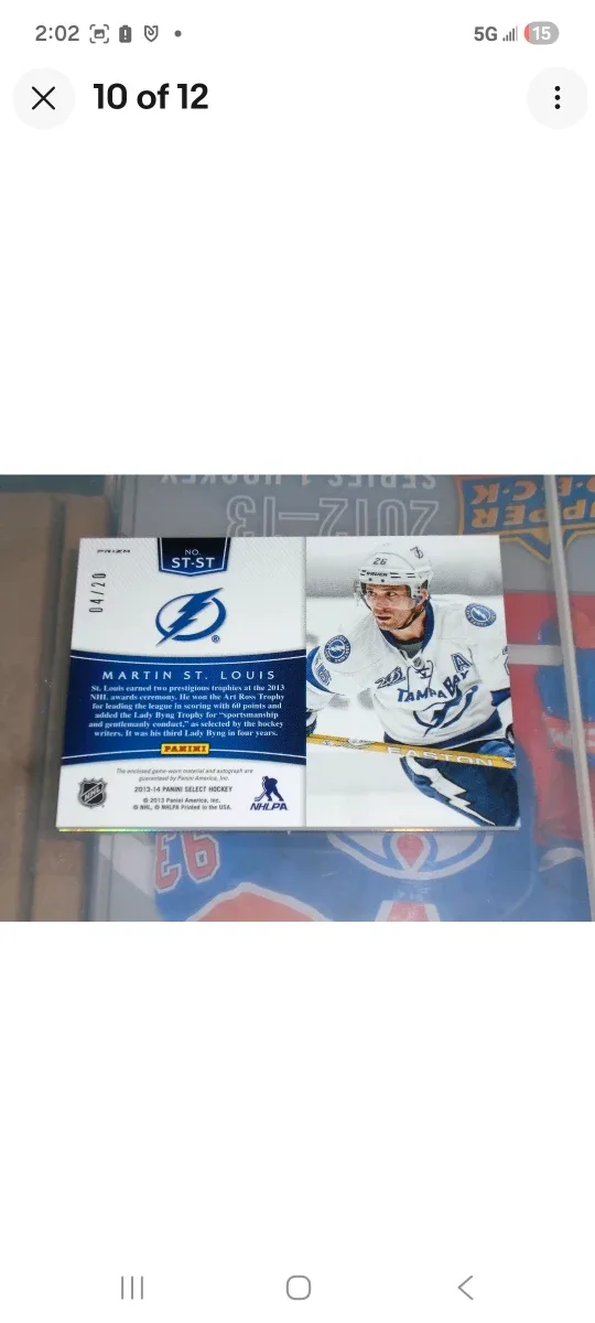 Panini/Vincent Lecavalier/Martin St. Louis/Autos/Card Lot image indicator(7)