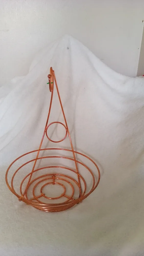 Copper-Tone Fruit Bowl with Banana Hanger