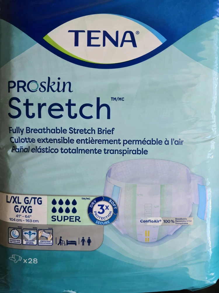 TENA ProSkin Stretch Briefs, Size L/XL, 28 Count
