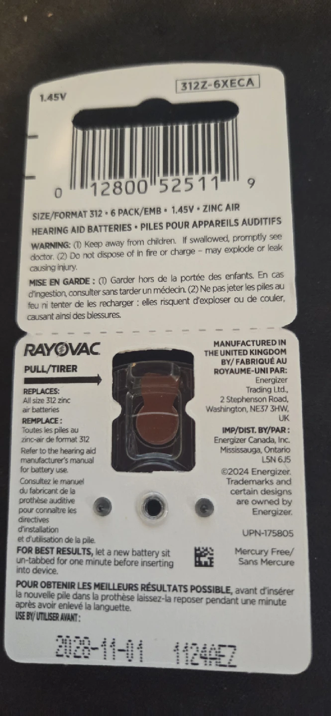 Rayovac Extra Hearing Aid Batteries Size 312 - photo 3
