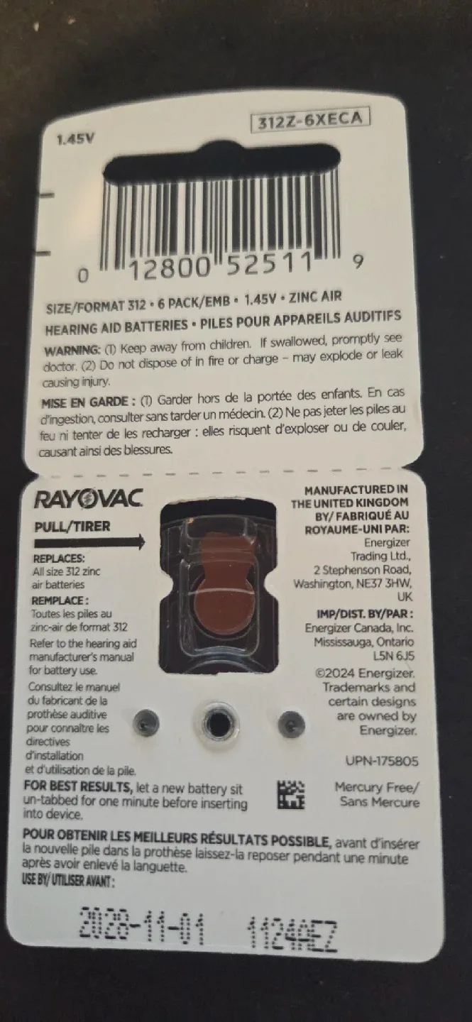 Rayovac Extra Hearing Aid Batteries Size 312 image indicator(3)