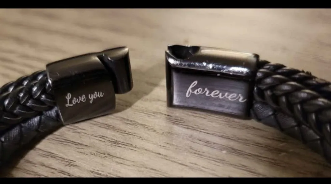 Black Braided Leather Bracelet - Love You Forever image indicator(2)